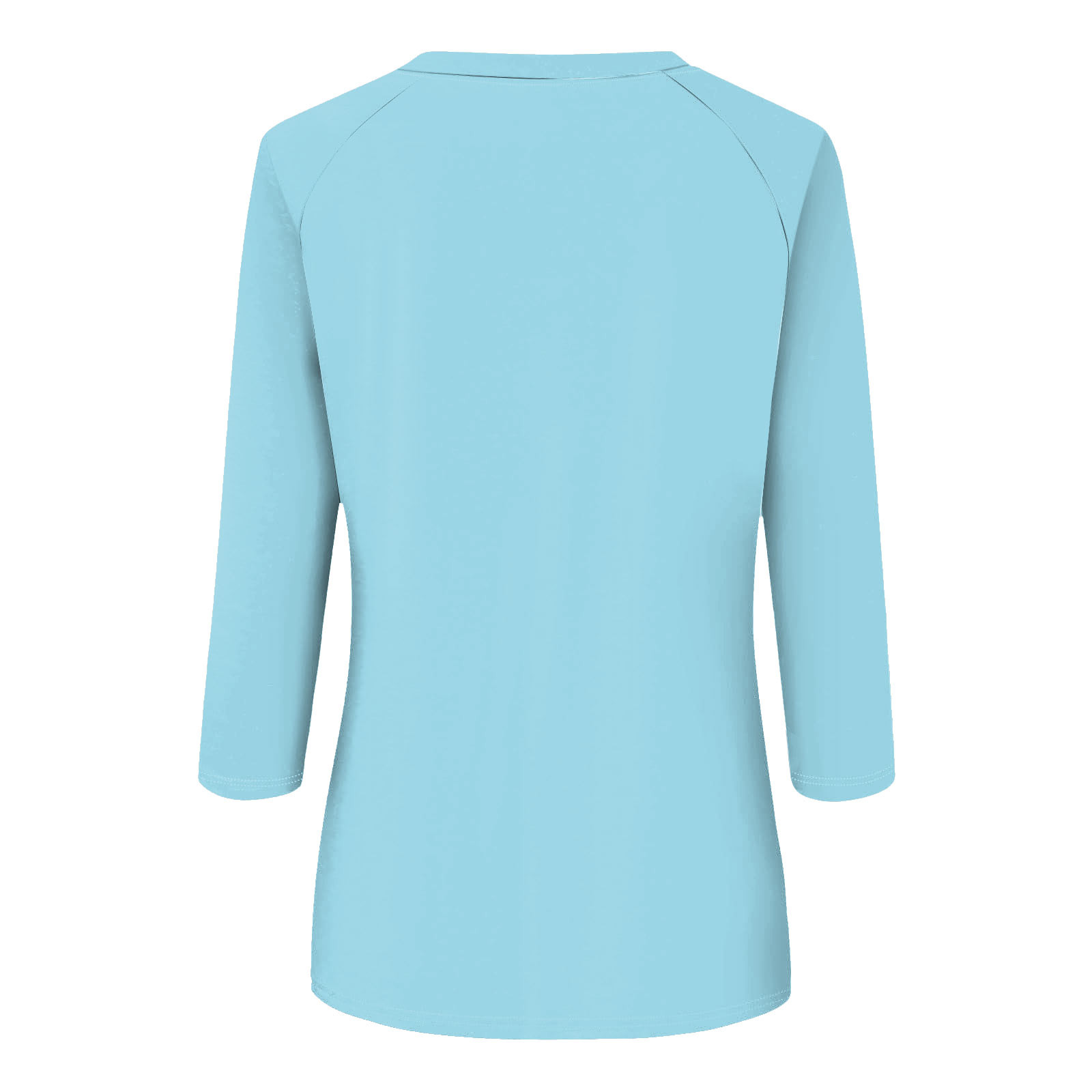 thumbnail image 5 of Camisa raglán informal de manga 3/4 para mujer, cuello redondo, poliéster, color liso, estilo informal y moderno, tallas S-XXL, 5 of 5